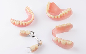 A series of denture types.