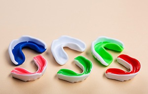 Series of different colored mouthguards