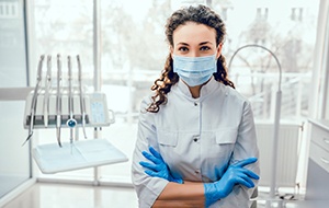 Dentist wearing surgical mask