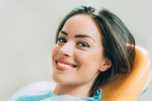 Woman smiling in dental chair