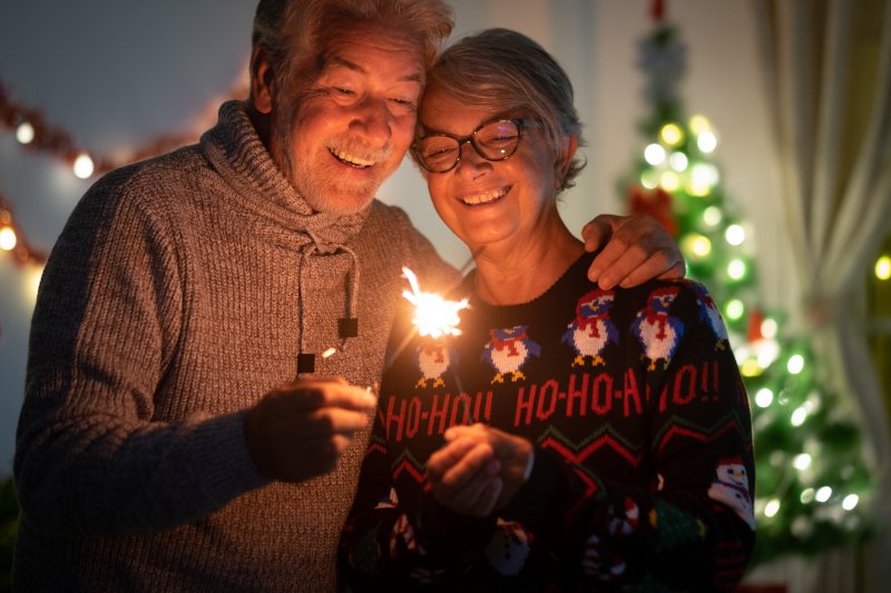 Smiling seniors during the holidays